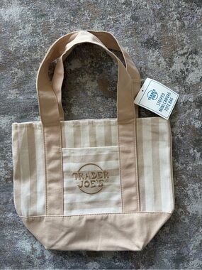 NWT Trader Joes Mini Pastel Striped Canvas Tote Bag  2026 New Limited